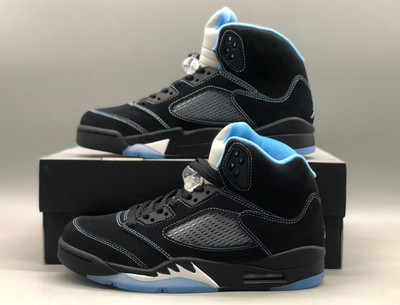 Jordan 5 Black University Blue  Men's Basketball Shoes High Top