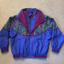 Vintage Lavon Women  s Windbreaker Track Jacket Coat Size M 90s 80s Multi-Color
