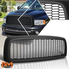 For 02-05 Dodge Ram Honeycomb ABS Plastic Matte Front Bumper Grille Frame Black