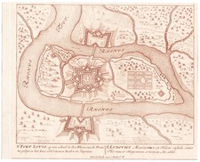 Fort-Louis Bas-Rhin Rhine Alsace Alsace France copperplate engraving Schenk 1715