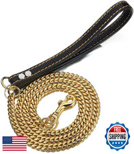 Aiyidi Strong 18K Gold Stainless Steel Dog Chain Leash 12mm Curb 3-5FT Long