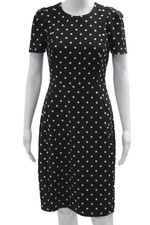 Calvin Klein Women Sheath Polka Dot Black Short Sleeve Dress Size 4