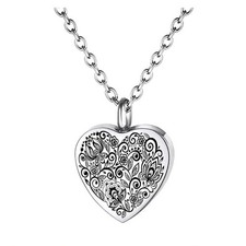 Engrave Heart Shape Pet Memorial Necklace Cremation Necklace Ashes Keepsakes