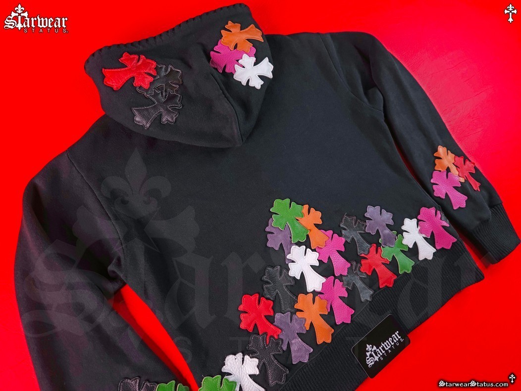 🔥A&G x Chrome Hearts Leather Cross Motif Hoodie Jacket - Y2K 🔥A&G x Chrome Hearts Leather Cross Motif Hoodie Jacket - Y2K