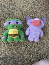 LOT of 2 Fuggler Button Eyes Teenage Mutant Ninja Turtles Plush Ltd Edition