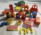 Vintage Little People Fisher Price Toy Lot Camping Airplane Garage Furniture Toy
