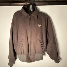 Holloway Jacket Mens 2XL Charcoal Grey Wool  Varsity Bomber Made In USA