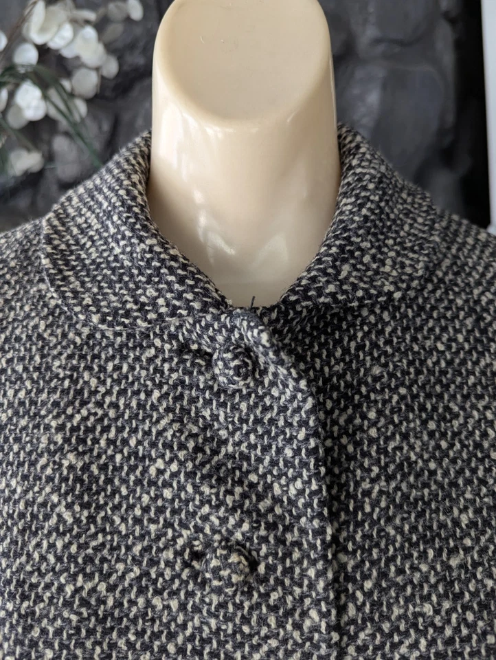 Chaqueta De Colección Años 40’s/50’s Kennie Original Ajustada Tweed Lana Negra Blanca Eisenhower SM Foto 3 de 4