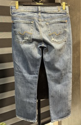 7 For All Mankind Crop Skinny Boyfriend Jeans Women s Size 24 Light Distressed