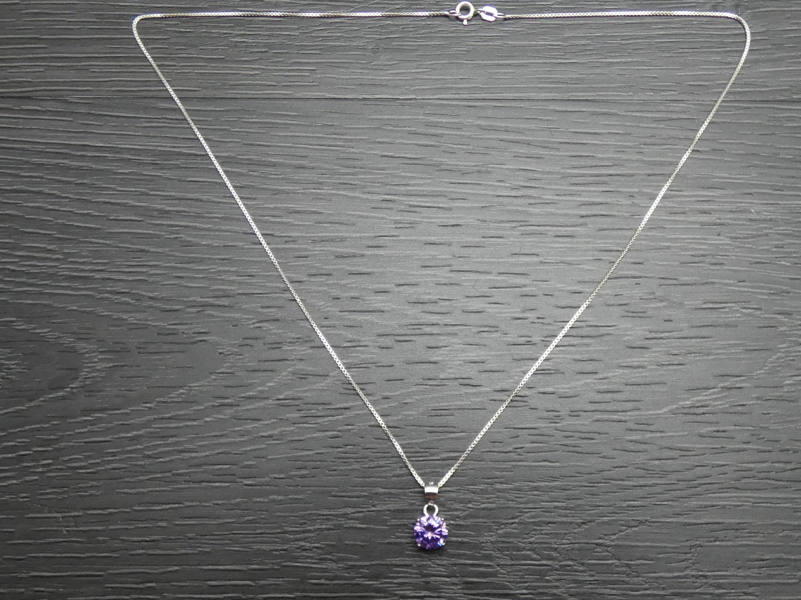 * Sterling Silver Simple Round Purple Teardrop Pe… - image 2