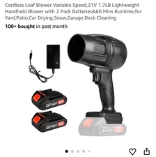 Cordless Leaf Blower Variable Speed,21V 1.7LB Lightweight Handheld Blower with 2