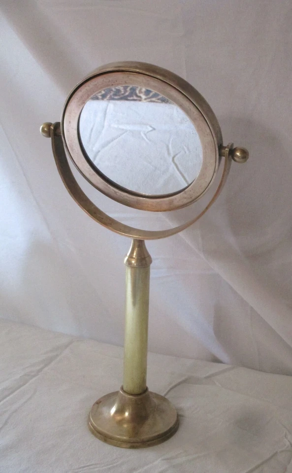 ANCIEN MIROIR PIVOTANT PSYCHÉ a poser en bronze dore DOUBLE FACE-HT 39,5 cm-BE - Photo 2/4