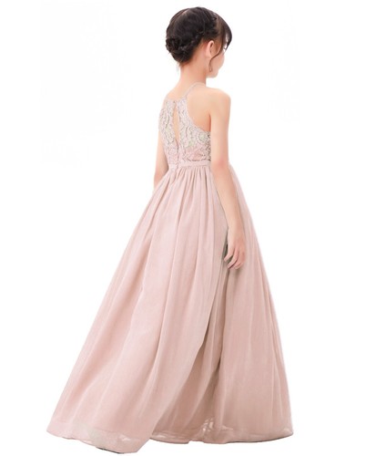 A-line Lace Flower Girl Dress Halter Dresses Graduation Dresses Chiffon Dresses - Picture 3 of 47