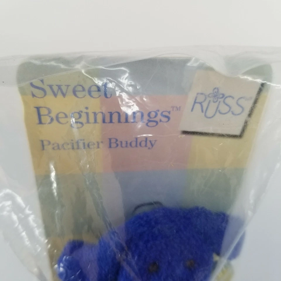 Clip chupete de felpa Russ dulce comienzo amigo azul perro niño sellado cachorro a cuadros Foto 4 de 4