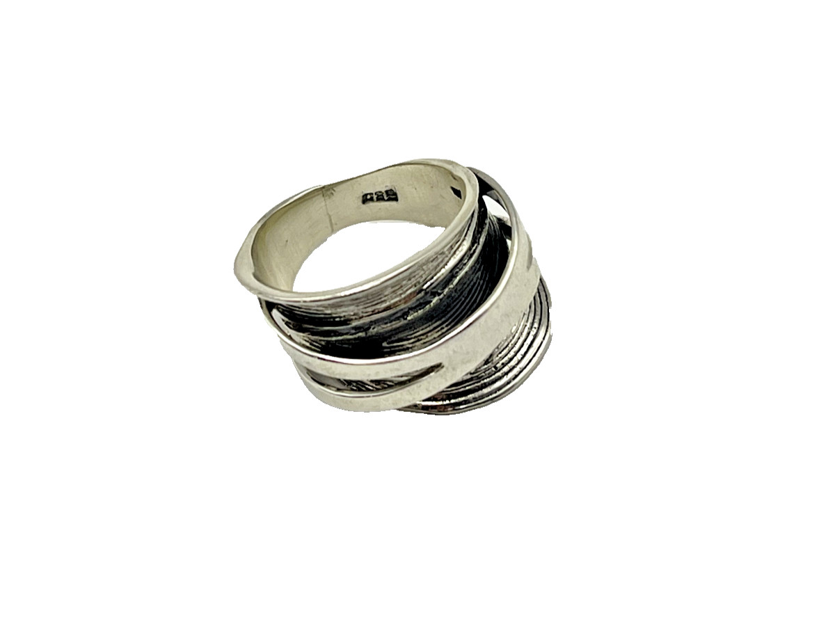 950 Silver Stacked / Split / Layered Ring Size 7 - image 3