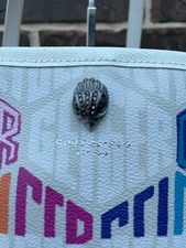 NWT KURT GEIGER Shopper Tote Bone White Multi Rainbow Monogram -orig packaging