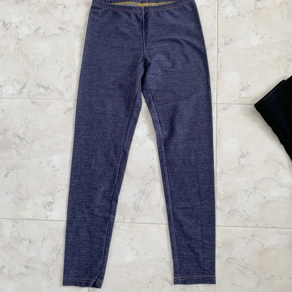 Pacote: 3 leggings básicas para meninas (preta, azul marinho, jeans) - Imagem 3 de 4