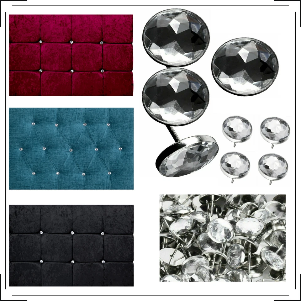 CRYSTAL DIAMOND DIAMANTE GLASS BUTTONS NAIL BACK UPHOLSTERY BEDS HEADBOARDS 22MM - Image 3 of 4