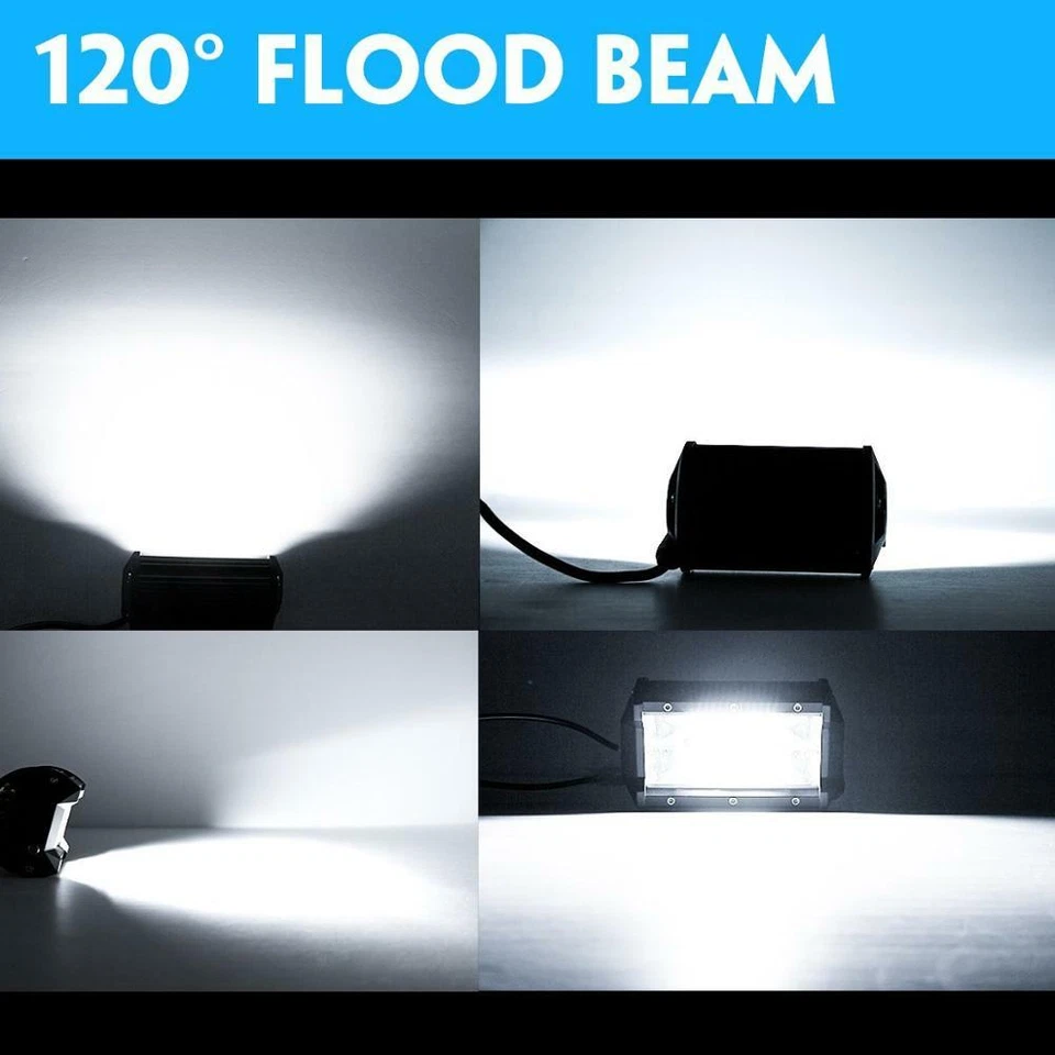 Barra de luces LED de trabajo para automóvil 5 pulgadas 168 W lámpara de conducción de inundación 2 piezas para camión barco todoterreno Foto 3 de 4