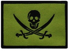 PIRATE FLAG PATCH JOLLY ROGER Skull Swords CAMO GREEN CALICO JACK embroidered