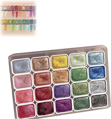 20-Colors Watercolor Painting Set, Multitudet Watercolor Paint, Metallic Paints - Picture 12 of 18