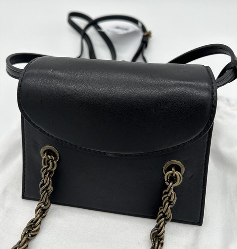 Moschino Leather Engraved Padlock Crossbody Black FREE Shipping - Picture 4 of 7