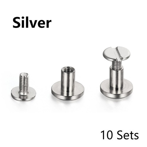 10set Brass Flat Head Stud Screwback Leather Craft Belt Bag Screw Nail Rivet - Picture 11 of 13
