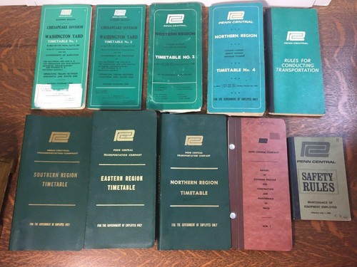 Menge 10 Vintage Penn Central RR Fahrpläne Sicherheitsregeln Handbuch Eisenbahn Zug