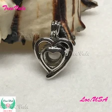 In Love - Silver Plated - Locket Pearl Cage Pendant - Hold 6mm - 8mm Pearl