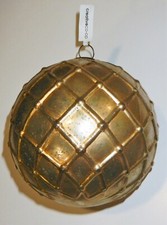 Creative Co-Op XM3167 5 3/4" Round Glass Checkered Ball Ornament Gold Finish