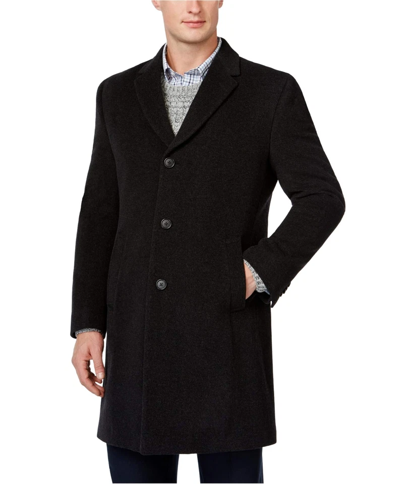 TOMMY HILFIGER Men's Cashmere-Blend Overcoat Jacket Coat Charcoal Sz 40R - Image 2 of 2