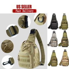 Men Molle Pouch Tactical Chest Shoulder Bag Hiking Travel Cross Body Backpack US