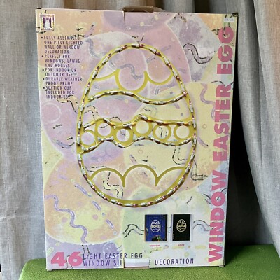 Vintage Light up Silhouette Easter Egg Decoration 46 Colorful Lights Window