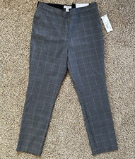 NWT Liz Claiborne Womens Size 12 Slacks Laura Slim Leg Mid Rise Gray Plaid