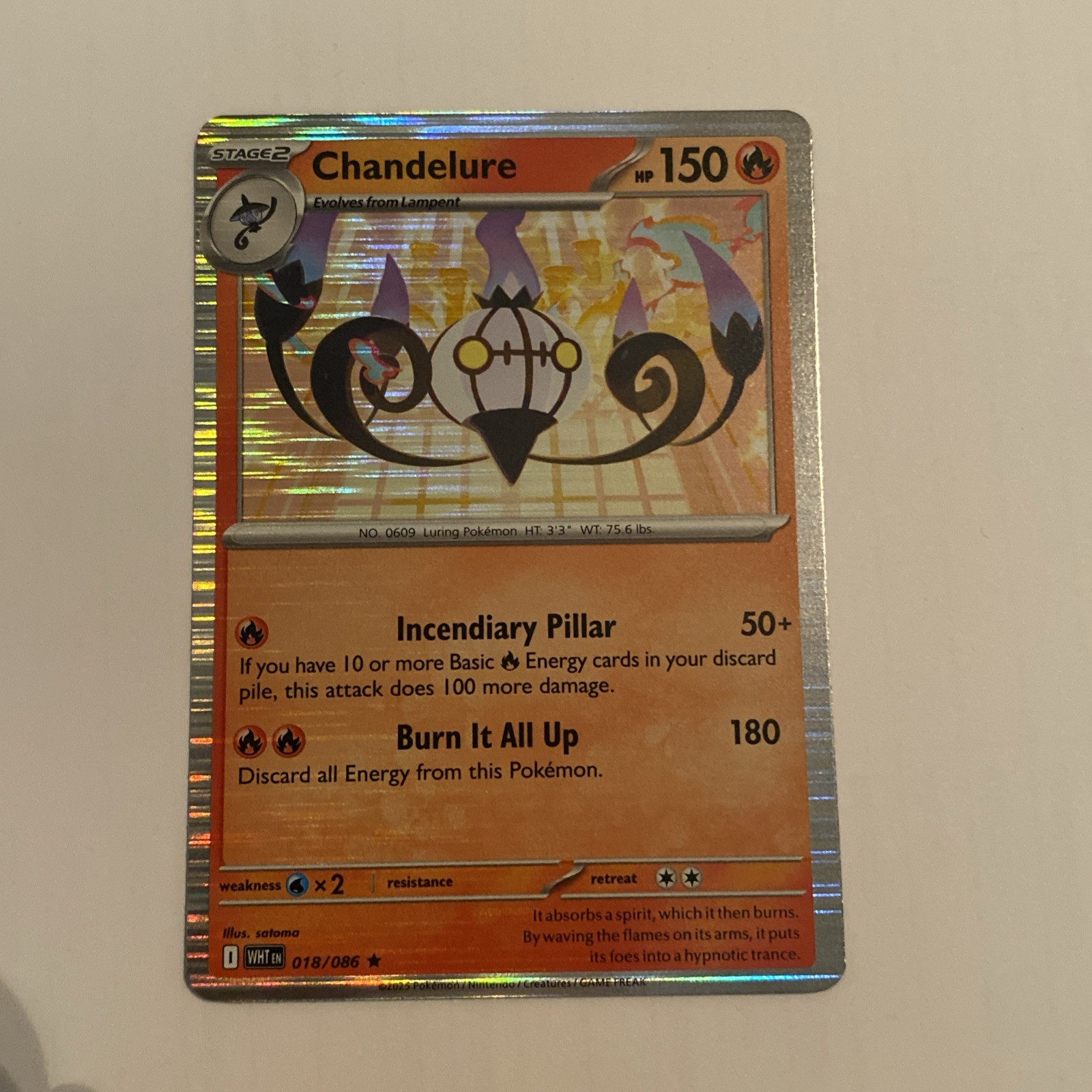 Chandelure Reverse Holo Rare SV: White Flare 018/086 NM