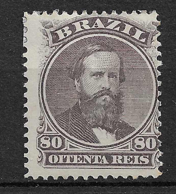 Brazil 1866 Dom Pedro 80R  state  violet Scott #57  MH