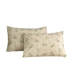2 Pack Pillowcase Standard Size, Green Floral Pillow Cases Set - 100 Cotton ...