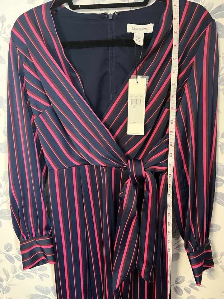 Traje de Salto Calvin Klein One Piece Talla 2 Mujer’s Azul Marino y Rosa Foto 4 de 4