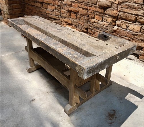 Rustic Work table, Vintage Carpenter's Workbench, Woodworking Console Table, P