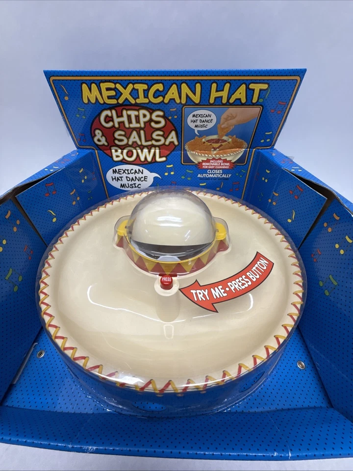 Sombrero Musical Mexicano Chips & Salsa Sombrero Cuenco Servir Bar Raro - 2001 ¡Funciona! Foto 2 de 4