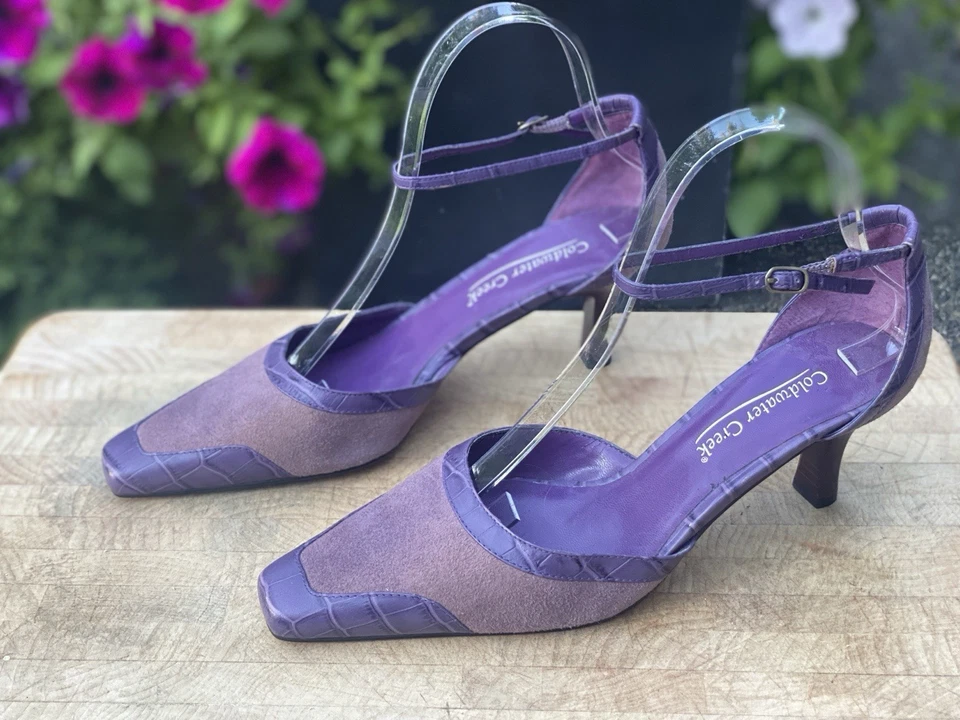 Tacones coldwater Creek de gamuza púrpura vintage de los 90’s para mujer talla 7,5 Foto 3 de 4