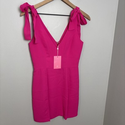 Amanda Uprichard Size XS Allora Dress Hot Pink Tie Straps Lined $202 NEW