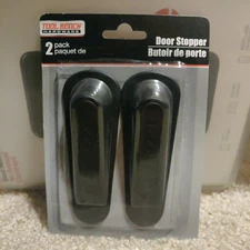 DOOR STOP Black AntiSlip Strong Rubber Door Stop Stoppers Wedges 2 PACK NEW 