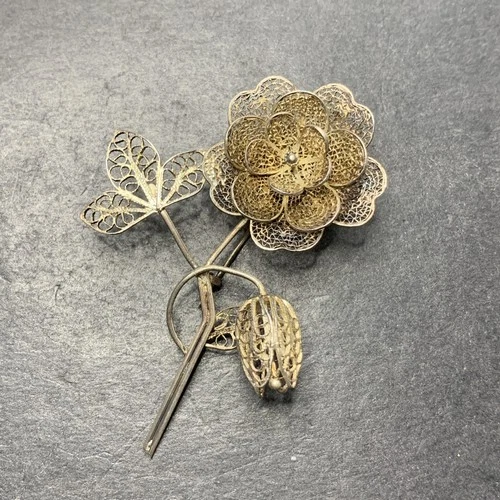 STERLING SILVER 925 lot Brooch V34 Daisy Flower Love Filigree Vintage Fashion