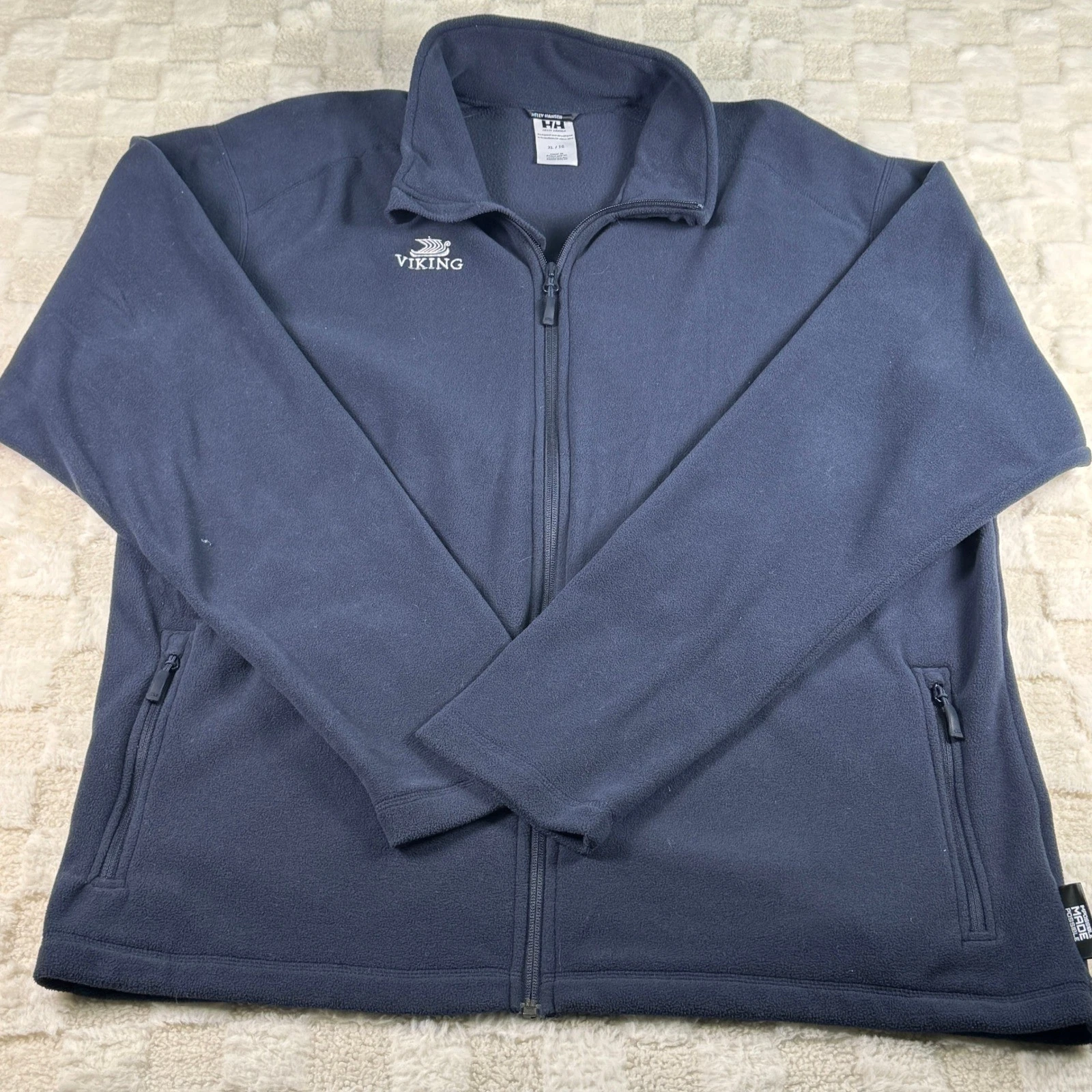 Helly Hansen Mens XL Navy Blue Full Zip Fleece Jacket Viking Cruises Logo HH