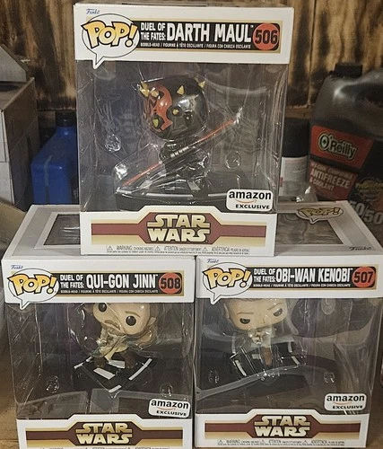 Funko Pop! Star Wars Duel Of The Fates Lot Of 3 Darth Maul Qui-Gon Obi-Wan