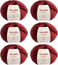 Yarnalia Softy Yarn - Bulky Weight Ultra-Soft 100% Merino Wool 6 Pack 100g/49yd