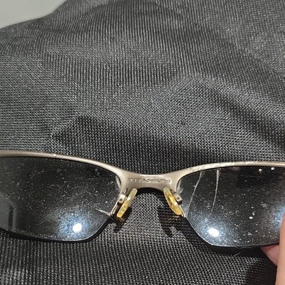 Oakley Half Wire Titanium Men's Oval Sunglasses Gray Frame Black