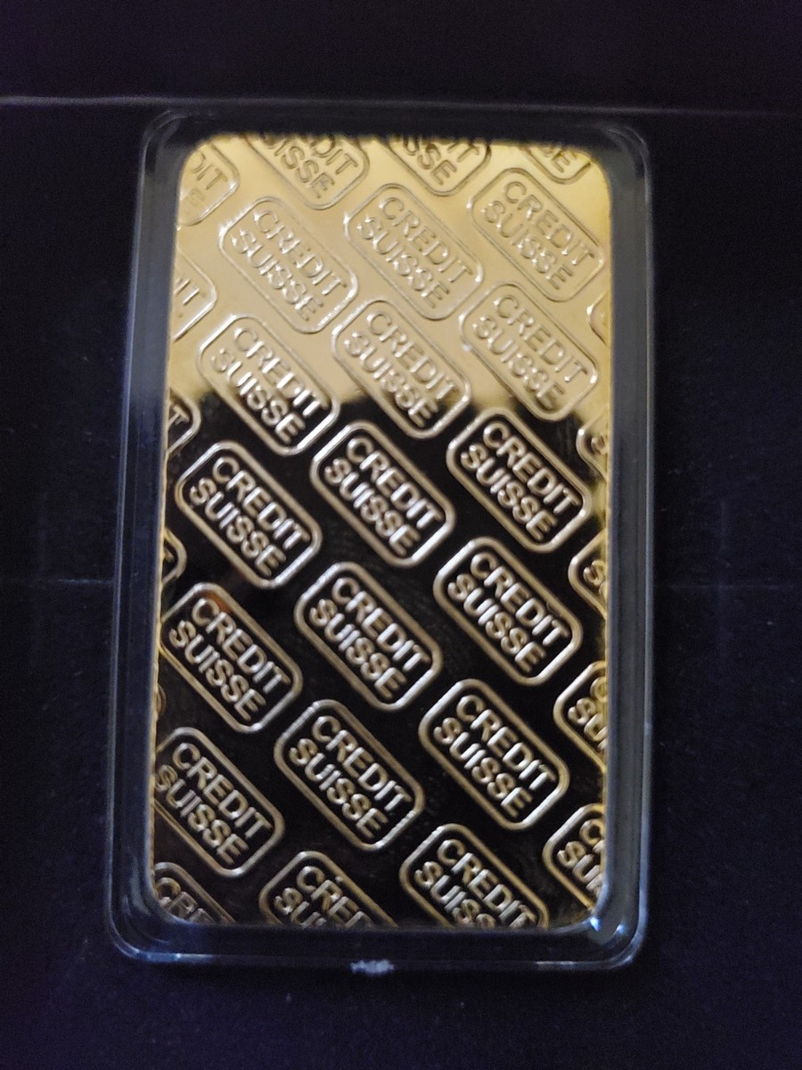 One Ounce 999.9 Credit Suisse Gold Layered Bar W. Ind