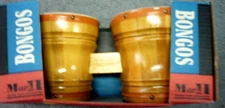 Bongos Vintage Mark II Two-Tone Hand Drums Wood Bongos w/ original Box !